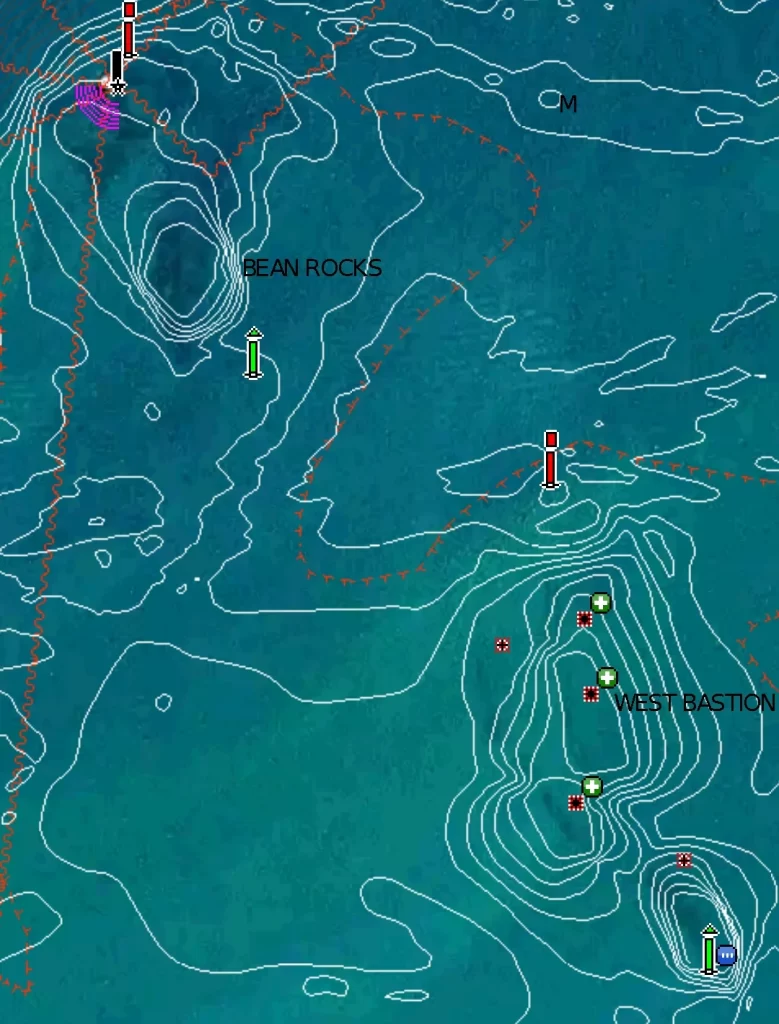 West Bastion Reef and Bean Rock Detailed Depths